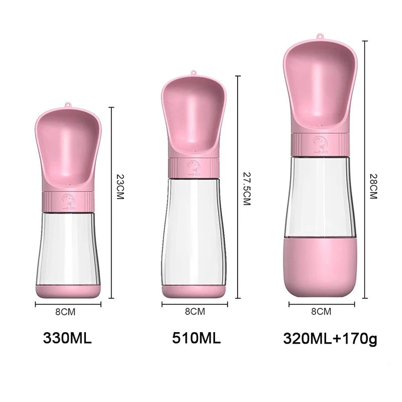 Portable Dog Water Bottle With Food Container Travel 2 in 1 Pet Water Dispenser